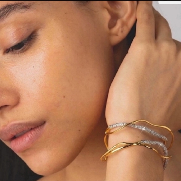 Alexis Bittar Gold and Silver CRYSTALS Intertwined Cuff!!! NWOT!!!